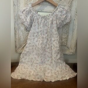 Babe & Tess White Floral Linen Kids Dress